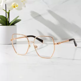   Philipp Plein VPP054S szemüvegkeret csillógó Copper arany / Clear lencsék női