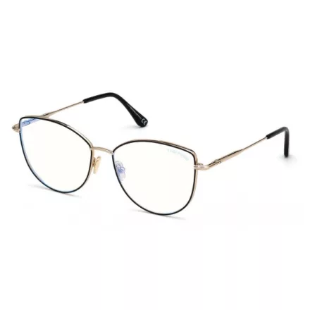 Tom Ford FT5667-B szemüvegkeret csillógó fekete / Clear/kék-világos blokk lencsék női