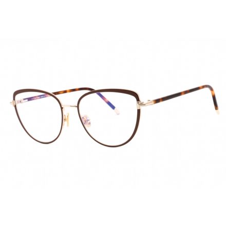 Tom Ford FT5741-B szemüvegkeret csillógó sötét barna/Clear/kék-világos blokk lencsék női