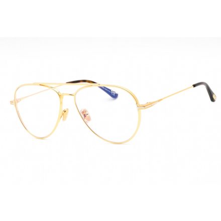 Tom Ford FT5800-B szemüvegkeret csillógó deep arany/Clear/kék-világos blokk lencsék Unisex férfi női