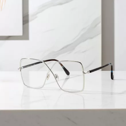 Tom Ford FT5841-B szemüvegkeret csillógó palladium/Clear/kék-világos blokk lencsék női