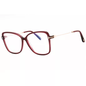   Tom Ford FT5953-B szemüvegkeret csillógó bordó/clear/kék-világos blokk lencsék női
