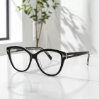 Tom Ford FT5954-B szemüvegkeret fekete/köves/clear/kék-világos blokk lencsék női