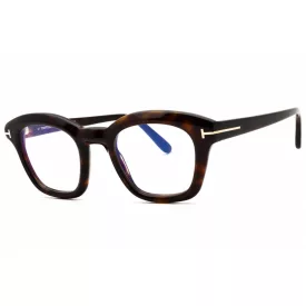   Tom Ford FT5961-B szemüvegkeret sötét barna/Clear/kék-világos blokk lencsék férfi