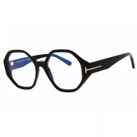 Tom Ford FT5967-B szemüvegkeret csillógó fekete/Clear/kék-világos blokk lencsék női