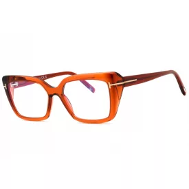   Tom Ford FT5991-B szemüvegkeret csillógó sötét barna/clear/kék-világos blokk lencsék női