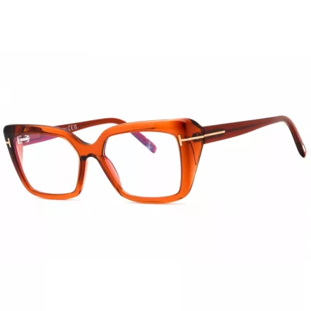 Tom Ford FT5991-B szemüvegkeret csillógó sötét barna/clear/kék-világos blokk lencsék női