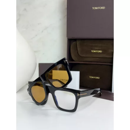 Tom Ford FT6068-B szemüvegkeret csillógó fekete/clear/kék-világos blokk lencsék férfi