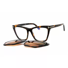   Tom Ford FT5971-B szemüvegkeret sötét barna/clear/kék-világos blokk lencsék női / kamper 1 napos szállítás