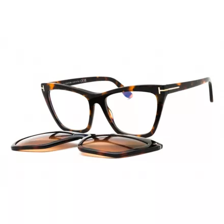 Tom Ford FT5971-B szemüvegkeret sötét barna/clear/kék-világos blokk lencsék női / kamper 1 napos szállítás
