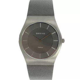   Bering Unisex férfi női óra karóra Titan vékony klasszikus - 11935-077-1 Meshband kamprtw0616