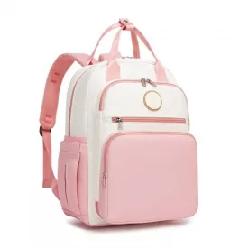   Miss Lulu London BCM2532 - Miss Lulu Stilvoller multifunktionaler Wickelrucksack  isolierten Flaschenhaltern, Kinderwagenhaltern és gurulós táska-Schlaufe - rózsaszín és bézs