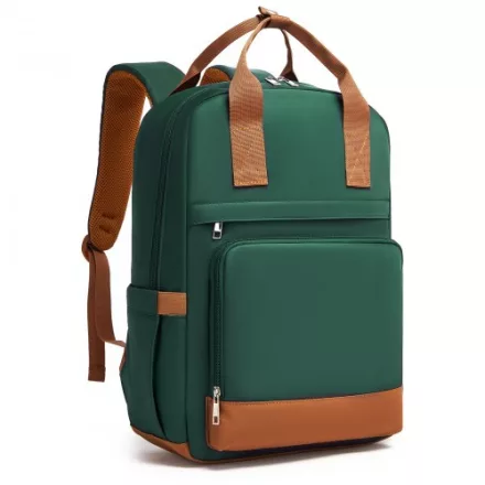 Miss Lulu London BPK2502 - Kono Klassischer Freizeitrucksack  laptopzseb és gepolsterten Trägerriemen  tägliche Pendelwege - zöld és barna