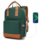 Miss Lulu London BPK2502 - Kono Klassischer Freizeitrucksack  laptopzseb és gepolsterten Trägerriemen  tägliche Pendelwege - zöld és barna