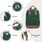 Miss Lulu London BPK2502 - Kono Klassischer Freizeitrucksack  laptopzseb és gepolsterten Trägerriemen  tägliche Pendelwege - zöld és barna