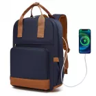 Miss Lulu London BPK2502 - Kono Klassischer Freizeitrucksack  laptopzseb és gepolsterten Trägerriemen  tägliche Pendelwege - Marineblau és barna