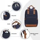 Miss Lulu London BPK2502 - Kono Klassischer Freizeitrucksack  laptopzseb és gepolsterten Trägerriemen  tägliche Pendelwege - Marineblau és barna