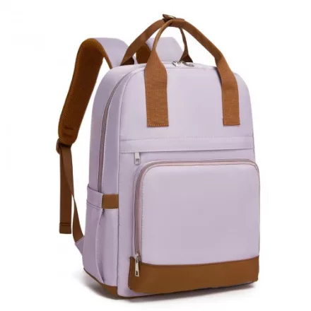 Miss Lulu London BPK2502 - Kono Klassischer Freizeitrucksack  laptopzseb és gepolsterten Trägerriemen  tägliche Pendelwege - Lila és barna