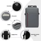 Miss Lulu London BPK2504 - Kono 20L Kabinenrucksack  roter Verzierung  15,6" Laptop – wasserabweisender Reisetagesack  Gepäckgurte - szürke
