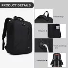 Miss Lulu London BPK2519 - Kono Laptop-hátizsák  15,6" laptopzseb, stylischer Pendler-hátizsák  reflektierenden vállpánt - fekete