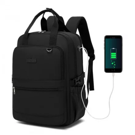 Miss Lulu London BPK2527 - Kono Funktioneller wasserabweisender Laptop-hátizsák, trendiges Design  gepolstertem Fach és mehreren praktischen Fächern - fekete