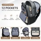 Miss Lulu London BPK2527 - Kono Funktioneller wasserabweisender Laptop-hátizsák, trendiges Design  gepolstertem Fach és mehreren praktischen Fächern - szürke és bézs