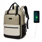 Miss Lulu London BPK2527 - Kono Funktioneller wasserabweisender Laptop-hátizsák, trendiges Design  gepolstertem Fach és mehreren praktischen Fächern - Khaki és bézs
