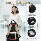Miss Lulu London BPK2527 - Kono Funktioneller wasserabweisender Laptop-hátizsák, trendiges Design  gepolstertem Fach és mehreren praktischen Fächern - Khaki és bézs