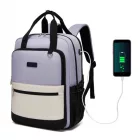Miss Lulu London BPK2527 - Kono Funktioneller wasserabweisender Laptop-hátizsák, trendiges Design  gepolstertem Fach és mehreren praktischen Fächern - Lila és bézs