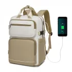 Miss Lulu London BPK2530 - Kono Geräumiger, wasserabweisender Laptop-hátizsák  Reisen és Pendeln - Gepolsterter Laptop-Fach  15,6", Reflektorstreifen - bézs és Khaki