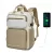 Miss Lulu London BPK2530 - Kono Geräumiger, wasserabweisender Laptop-hátizsák  Reisen és Pendeln - Gepolsterter Laptop-Fach  15,6", Reflektorstreifen - bézs és Khaki