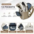 Miss Lulu London BPK2530 - Kono Geräumiger, wasserabweisender Laptop-hátizsák  Reisen és Pendeln - Gepolsterter Laptop-Fach  15,6", Reflektorstreifen - bézs és Khaki