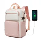 Miss Lulu London BPK2530 - Kono Geräumiger, wasserabweisender Laptop-hátizsák  Reisen és Pendeln - Gepolsterter Laptop-Fach  15,6", Reflektorstreifen - bézs és rózsaszín
