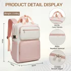 Miss Lulu London BPK2530 - Kono Geräumiger, wasserabweisender Laptop-hátizsák  Reisen és Pendeln - Gepolsterter Laptop-Fach  15,6", Reflektorstreifen - bézs és rózsaszín