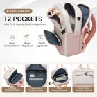 Miss Lulu London BPK2530 - Kono Geräumiger, wasserabweisender Laptop-hátizsák  Reisen és Pendeln - Gepolsterter Laptop-Fach  15,6", Reflektorstreifen - bézs és rózsaszín