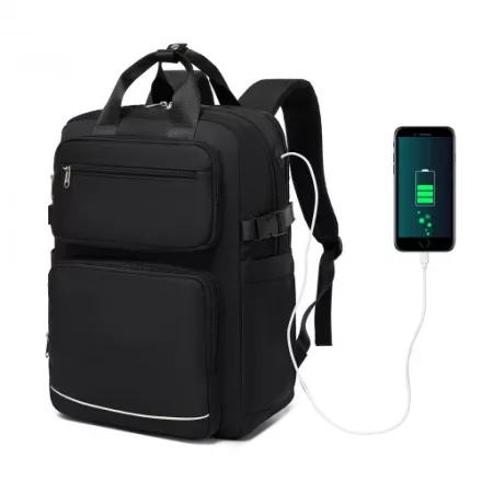 Miss Lulu London BPK2530 - Kono Geräumiger, wasserabweisender Laptop-hátizsák  Reisen és Pendeln - Gepolsterter Laptop-Fach  15,6", Reflektorstreifen - fekete
