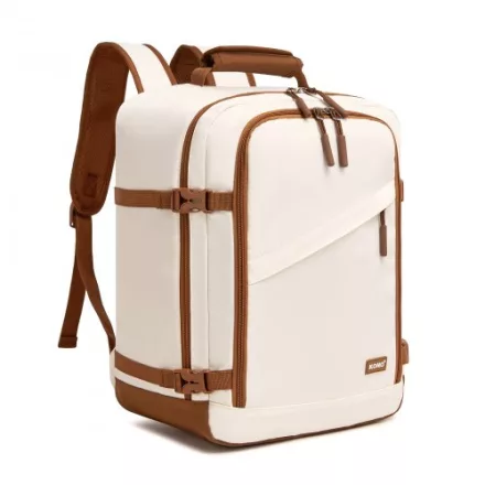 Miss Lulu London BPK2565 - Kono Colourblock-Kabinenrucksack 40×30×20 - geräumig, Clamshell-Öffnung, 15,6″-laptopzseb, bereit  Reise & Pendeln - bézs/barna