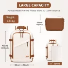 Miss Lulu London BPK2565 - Kono Colourblock-Kabinenrucksack 40×30×20 - geräumig, Clamshell-Öffnung, 15,6″-laptopzseb, bereit  Reise & Pendeln - bézs/barna