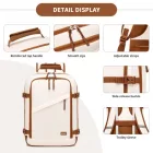 Miss Lulu London BPK2565 - Kono Colourblock-Kabinenrucksack 40×30×20 - geräumig, Clamshell-Öffnung, 15,6″-laptopzseb, bereit  Reise & Pendeln - bézs/barna