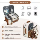 Miss Lulu London BPK2601- Kono Kabinen-utazótáska 40×20×30 cm – Wasserabweisend, Mehrere tartó, párnázott laptopzseb, Diebstahlsicher, kézipoggyász-Táska - bézs és barna