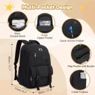 Miss Lulu London BPK2605 - KONO Robuster Wasserabweisender Kinderrucksack  Gepolstertem laptopzseb és Mehreren táska   Schule - fekete