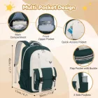 Miss Lulu London BPK2605 - KONO Robuster Wasserabweisender Kinderrucksack  Gepolstertem laptopzseb és Mehreren táska   Schule - zöld és bézs