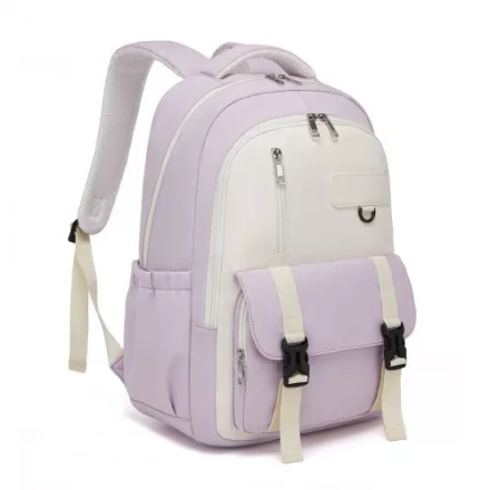Miss Lulu London BPK2605 - KONO Robuster Wasserabweisender Kinderrucksack  Gepolstertem laptopzseb és Mehreren táska   Schule - Lila és bézs