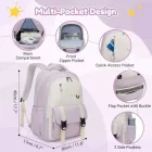Miss Lulu London BPK2605 - KONO Robuster Wasserabweisender Kinderrucksack  Gepolstertem laptopzseb és Mehreren táska   Schule - Lila és bézs
