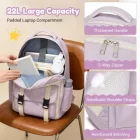 Miss Lulu London BPK2605 - KONO Robuster Wasserabweisender Kinderrucksack  Gepolstertem laptopzseb és Mehreren táska   Schule - Lila és bézs