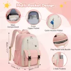 Miss Lulu London BPK2605 - KONO Robuster Wasserabweisender Kinderrucksack  Gepolstertem laptopzseb és Mehreren táska   Schule - rózsaszín és bézs