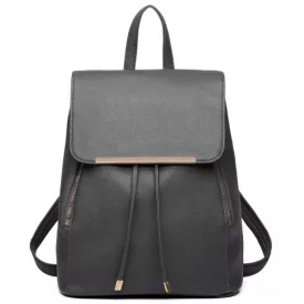   Miss Lulu London BPM2427 - Miss Lulu Stylischer hátizsák  műbőr - Sicherer Tagesrucksack  Magnetverschluss, divatos -bőr utazótáska - fekete
