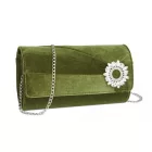 Miss Lulu London CLM2457 - Miss Lulu elegáns Abendclutch  Samt  Kristallring és abnehmbarer Kettenriemen - Vielseitige válltáska táska vagy táska - zöld