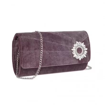 Miss Lulu London CLM2457 - Miss Lulu elegáns Abendclutch  Samt  Kristallring és abnehmbarer Kettenriemen - Vielseitige válltáska táska vagy táska - Lila