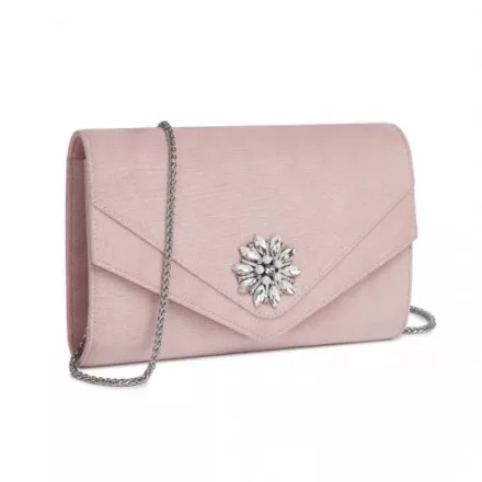 Miss Lulu London CLM2458 - Miss Lulu elegáns estélyi Táska Clutch  gefälschtem bőr  Kristallblume és abnehmbarer Kettenriemen - rózsaszín